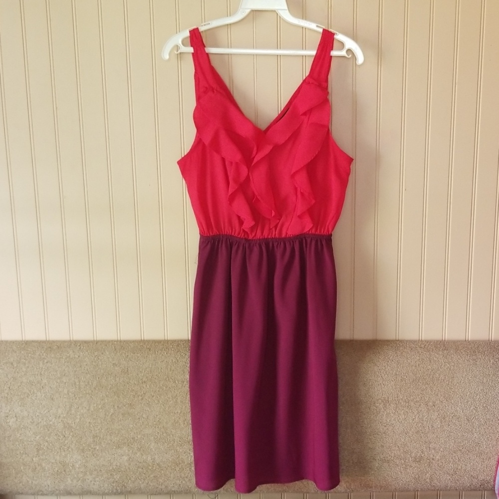 Mossimo dress size xs red burgandy ruffles